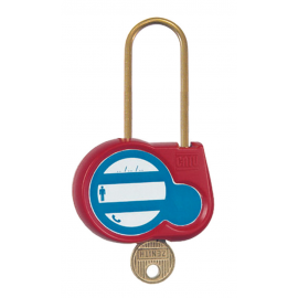 Cadenas de condamnation rouge CATU, anse laiton H 50 mm ∅ 4 mm