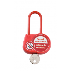 Cadenas de condamnation rouge, anse isolée H 70 mm ∅ 6,2 mm